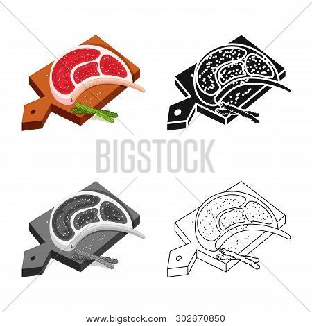 Vector Illustration Of Meat And Board Sign. Set Of Meat And Restaurant Stock Vector Illustration.