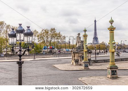 Paris, France - April 9, 2019: Eifel Tower Seen From A Different Angle, Paris, France