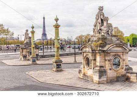 Paris, France - April 9, 2019: Eifel Tower Seen From A Different Angle, Paris, France