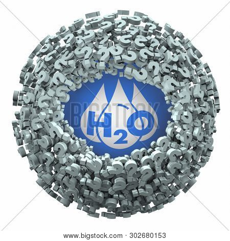 Water H20 Drinkable Clean Resource Question Marks Find Answers 3d Illustration