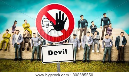 Street Sign The Direction Way To Angel Versus Devil