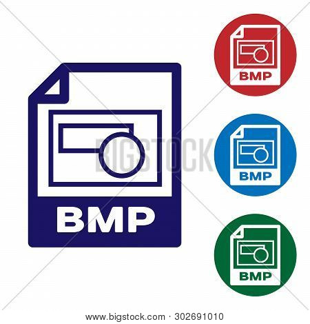 Blue Bmp File Document Icon. Download Bmp Button Icon Isolated On White Background. Bmp File Symbol.