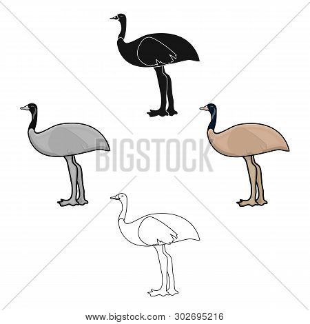 Emu Icon In Cartoon, Black Style Isolated On White Background. Australia Symbol Stock Vector Illustr
