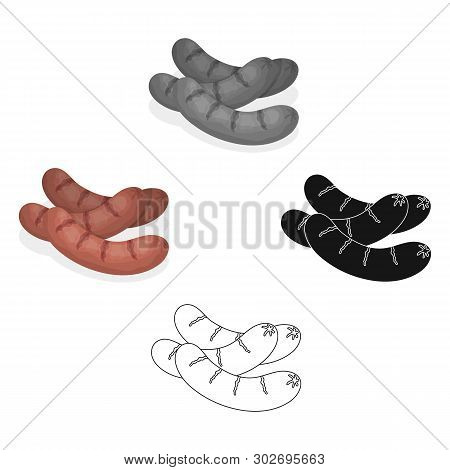 Grilled Sausages.bbq Single Icon In Cartoon, Black Style Vector Symbol Stock Illustration Web.