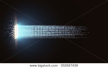 Artificial Intelligence. Microchip Connections, Electric Pulses And Binary Codes. 3d Illustration.