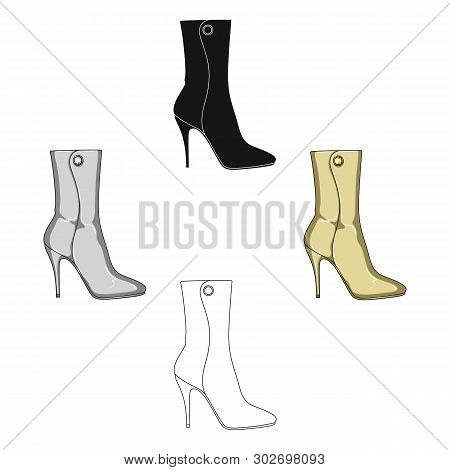 Demi Tall Womens Boots High Heel.different Shoes Single Icon In Cartoon, Black Style Vector Symbol S
