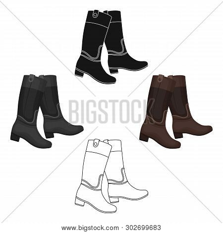 Jockey S High Boots Icon In Cartoon, Black Style Isolated On White Background. Hippodrome And Horse 