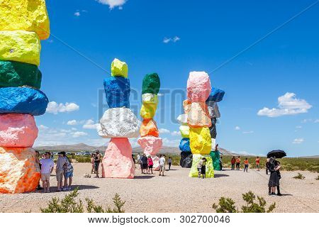 Las Vegas, Nevada, Usa - 12 May, 2019: Seven Magic Mountains Art Installation Near Las Vegas City. P