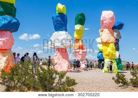 Las Vegas, Nevada, Usa - 12 May, 2019: Seven Magic Mountains Art Installation Near Las Vegas City. P