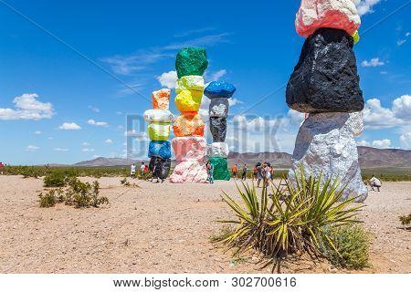 Las Vegas, Nevada, Usa - 12 May, 2019: Seven Magic Mountains Art Installation Near Las Vegas City. P