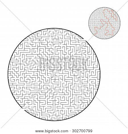 Difficult Big Maze. Game For Kids And Adults. Puzzle For Children. Labyrinth Conundrum. Find The Rig