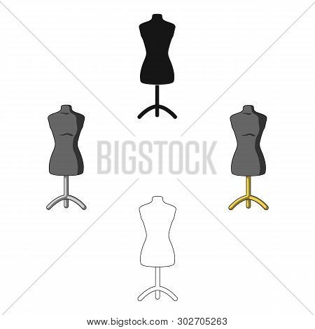 Plastic Dummy On The Stand.sewing Or Tailoring Tools Kit Single Icon In Cartoon, Black Style Vector 
