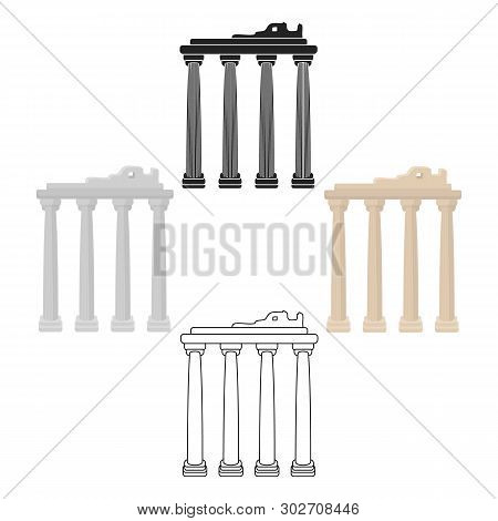 Turkish Ruins Icon In Cartoon, Black Style Isolated On White Background. Turkey Symbol Stock Vector 