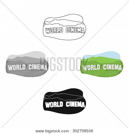 World Cinema Sign Icon In Cartoon, Black Style Isolated On White Background. Usa Country Symbol Stoc
