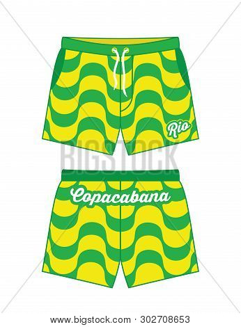 Beach Shorts With Copacabana Pattern - Vector Illustration - Vector
