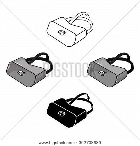 Virtual Reality Glasses Icon In Cartoon, Black Style Isolated On White Background. Virtual Reality S