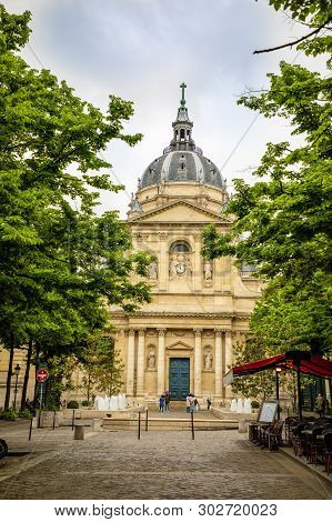 Paris, France - 24.04.2019: Sorbonne Square And College De Sorbonne, Founded In 1257 By Robert De So