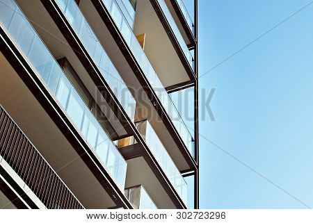 Modern European Residential Apartment Buildings Quarter. Abstract Architecture, Fragment Of Modern U