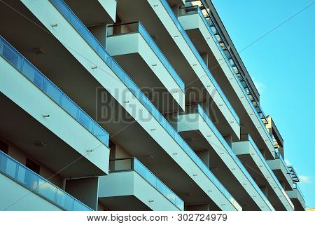 Modern European Residential Apartment Buildings Quarter. Abstract Architecture, Fragment Of Modern U