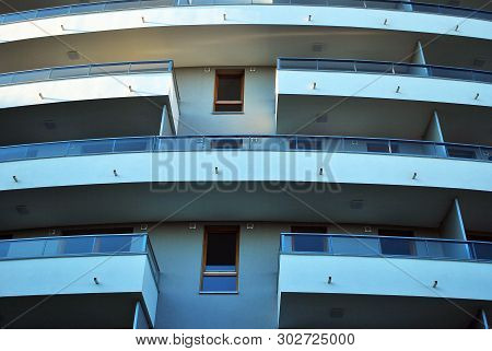 Modern European Residential Apartment Buildings Quarter. Abstract Architecture, Fragment Of Modern U