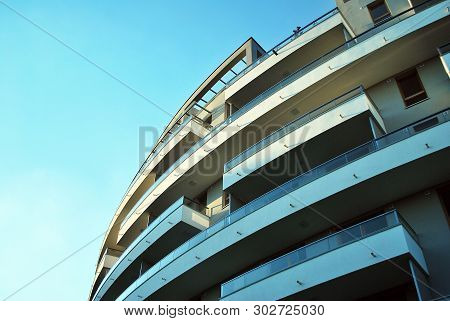 Modern European Residential Apartment Buildings Quarter. Abstract Architecture, Fragment Of Modern U