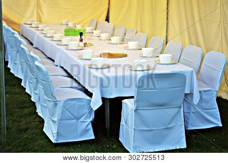 Special Event Tent In The Garden In Day