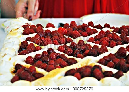 Raspberry Cake During The Family Celebration During The Day