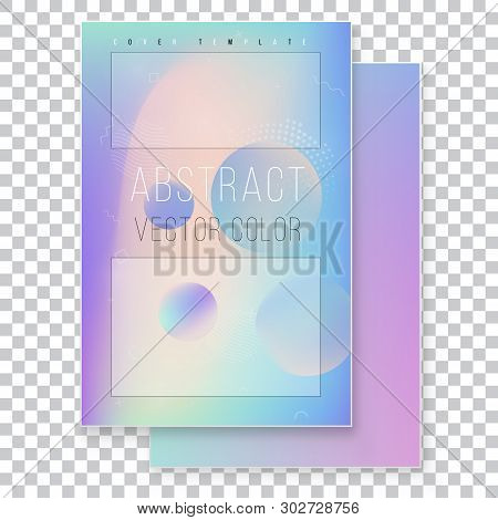 Furistic Modern Holographic Cover Set. 90s, 80s Retro Style.  Hipster Style Graphic Geometric Hologr