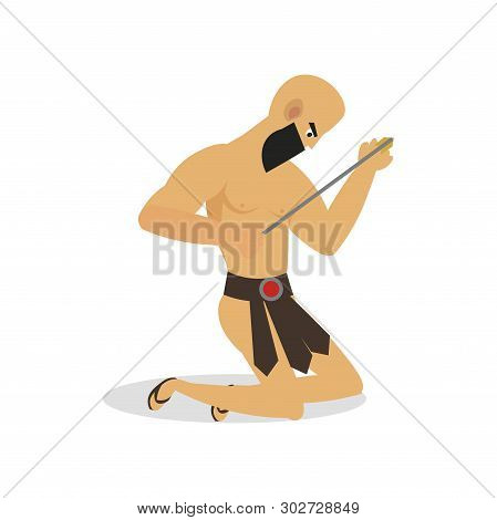 Young Man Gladiator Is Beaten By A Bow Metal Arrow