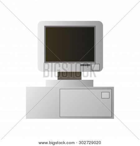 Old Retro Pentium Pc Desktop With Tft Display