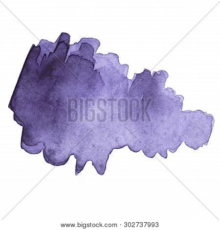 Watercolor Brush Stroke. Beautiful Overflowing Watercolor. Bright Color.