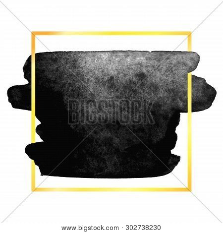 Watercolor Brush Stroke. Beautiful Overflowing Watercolor. Bright Color. With Frame.