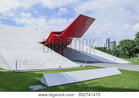 Sao Paulo Sp, Brazil - March 02, 2019: Ibirapuera Auditorium (auditorio Ibirapuera) By Oscar Niemeye