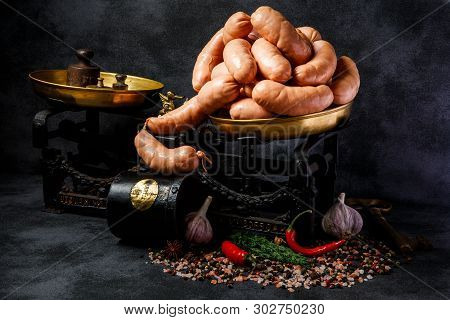 Raw Short Thick Wieners In Spiral With Dill, Chili, And Garlic
