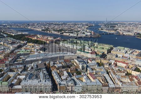 St. Petersburg From A Height. Palace District. Palace Square, Winter Palace (hermitage), Small Hermi