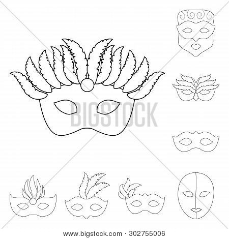 Vector Design Of Masquerade  And Mystery Logo. Collection Of Masquerade  And Festival Vector Icon Fo