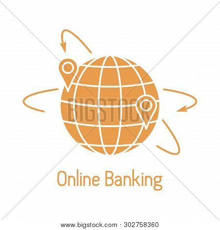 Vector Illustration With Arrows Around Planet Earth With Location. Electronic Payment, Internet Fina