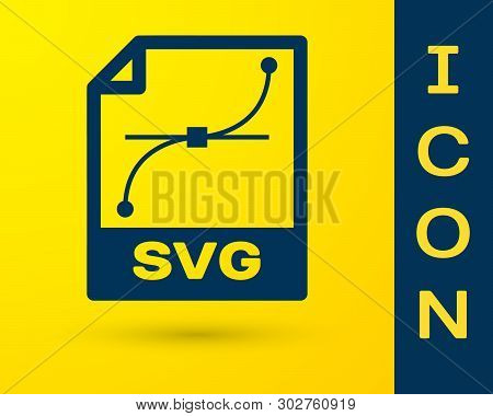 Blue Svg File Document Icon. Download Svg Button Icon Isolated On Yellow Background. Svg File Symbol
