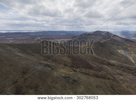 Very Dirty City Of Karabash. Aerial. Spring, Cloudy