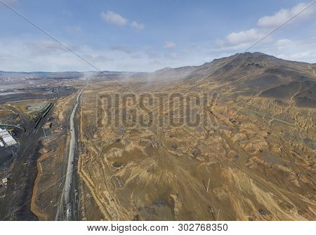 Very Dirty City Of Karabash. Aerial. Spring, Cloudy