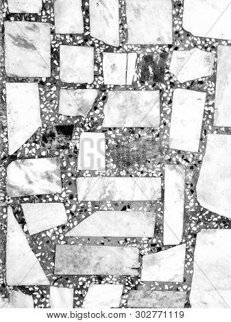 Natural Paving Stone Slabs Flor, Walkway Or Sidewalk Texture. Traditional Fence, Court, Backyard Or 