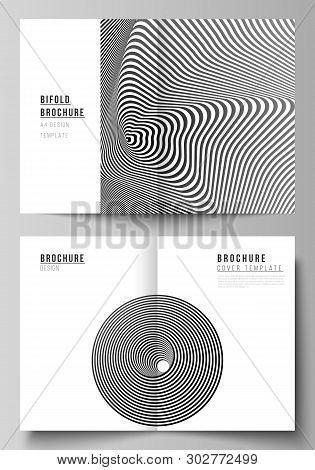 Vector Layout Of Two A4 Format Modern Cover Mockups Design Templates For Bifold Brochure, Flyer, Boo