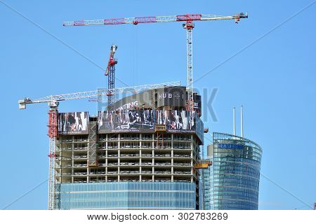 Warsaw, Poland. 10 April 2019. Construction Of The Warsaw Hub. The Warsaw Hub Will Comprise 75,000 S