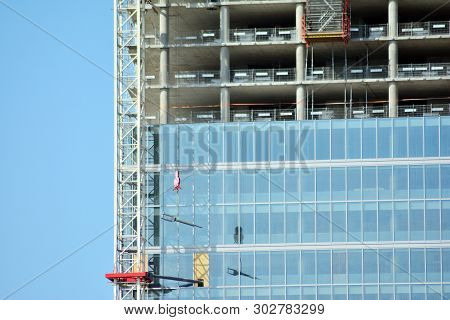 Warsaw, Poland. 10 April 2019. Construction Of The Warsaw Hub. The Warsaw Hub Will Comprise 75,000 S