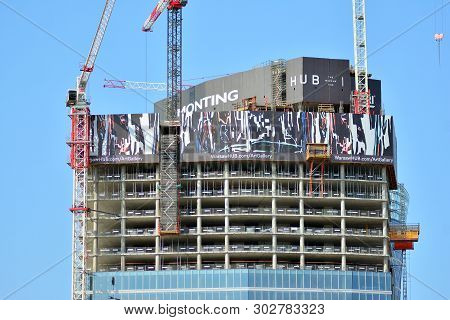 Warsaw, Poland. 10 April 2019. Construction Of The Warsaw Hub. The Warsaw Hub Will Comprise 75,000 S