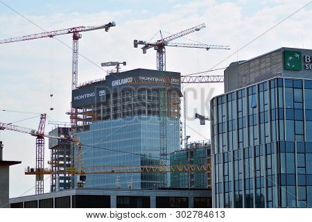 Warsaw, Poland. 10 April 2019. Construction Of The Warsaw Hub. The Warsaw Hub Will Comprise 75,000 S