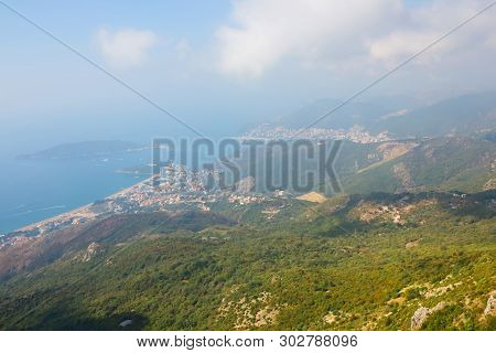 Montenegro, Rafailovici. The View On Sea Beach.