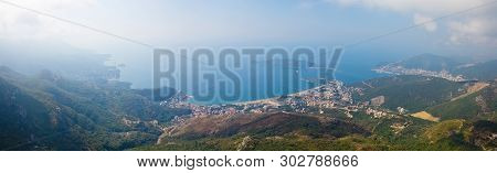 Montenegro, Rafailovici. The View On Sea Beach.