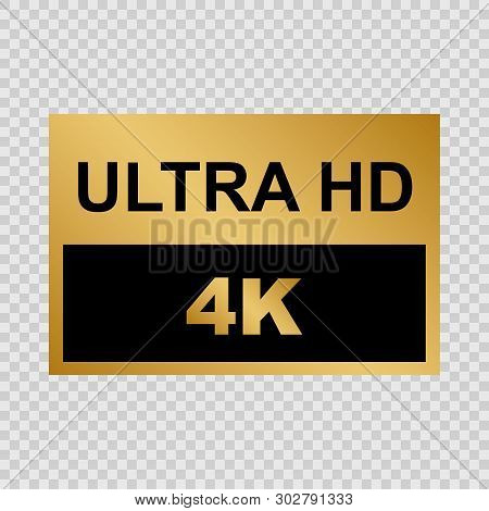 Golden Ultra Hd Label. Modern Technology Signs