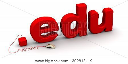 Domain Of The Educational Institutions .edu. Domain Name .edu And Www Abbreviation Connected To Comp